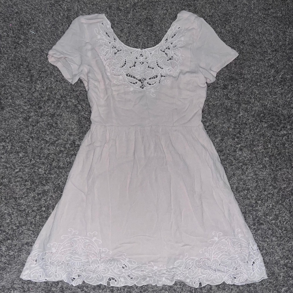 Pins and Needles Urban Outfitters Pink Lace Eyelet Fit and Flare Dress Small